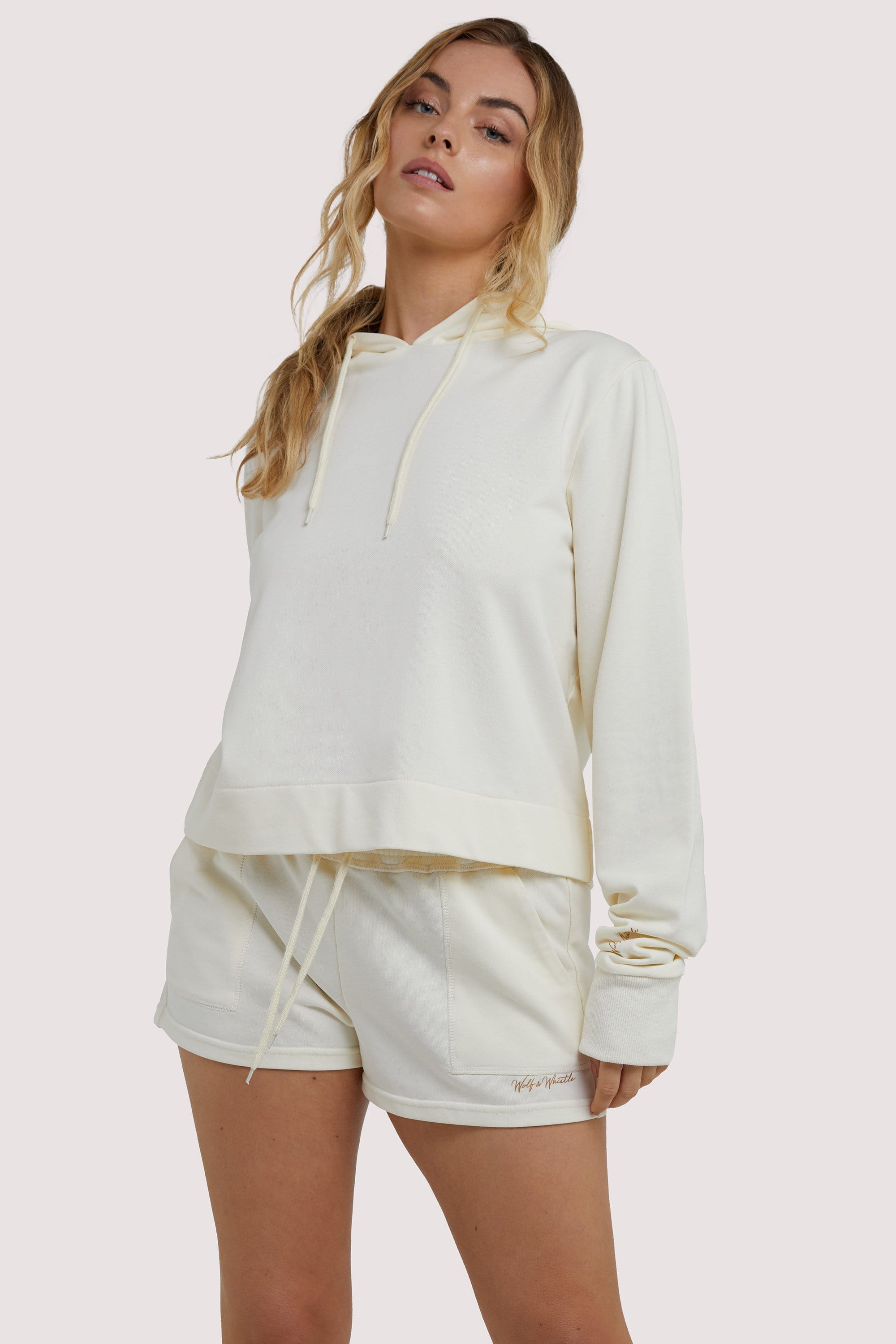 Wolf & Whistle Winter White Hooded Top
