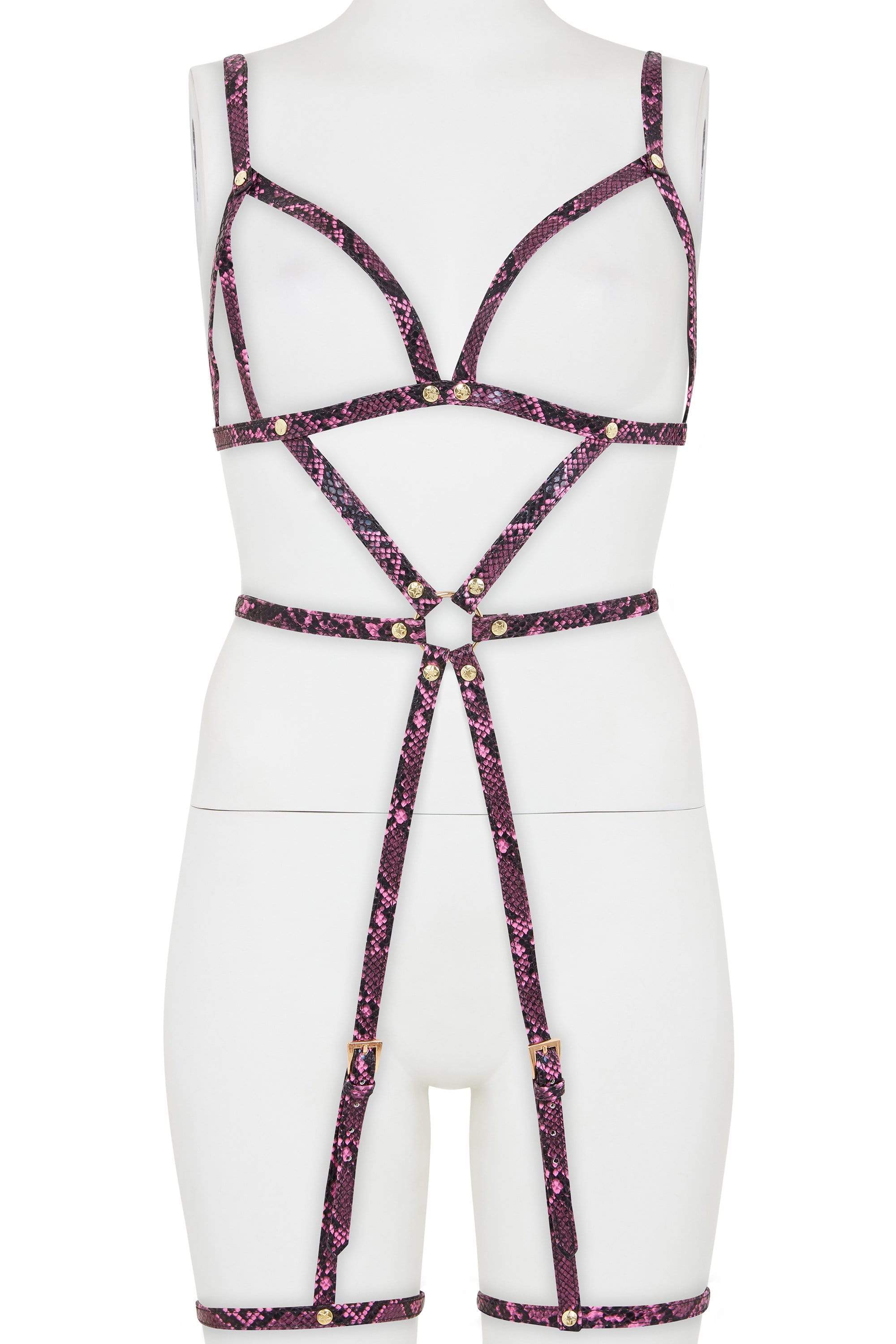 Purple Snake Open Cup Leg Cuff Harness