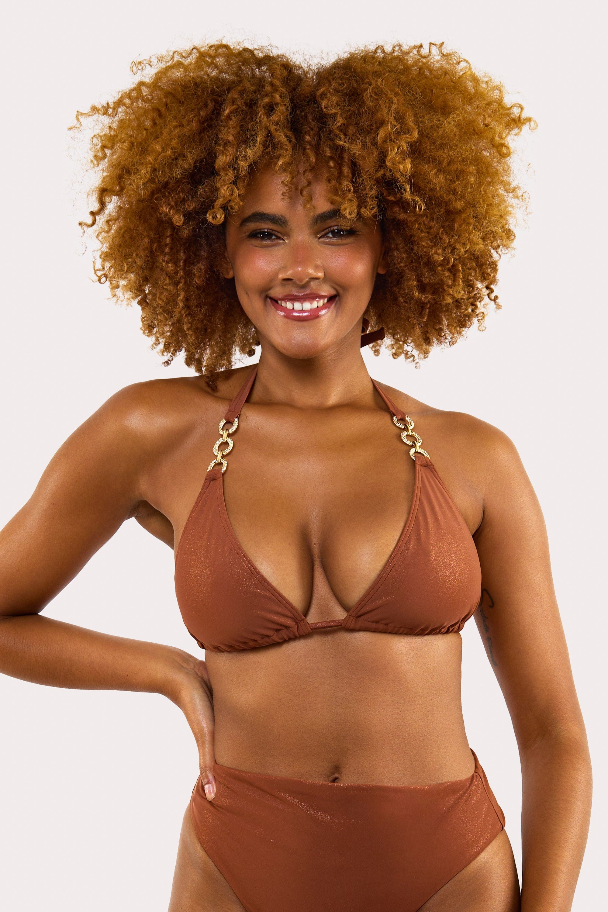 Morgan Bronze Glitter Mix & Match Fuller Bust Triangle Bikini Top