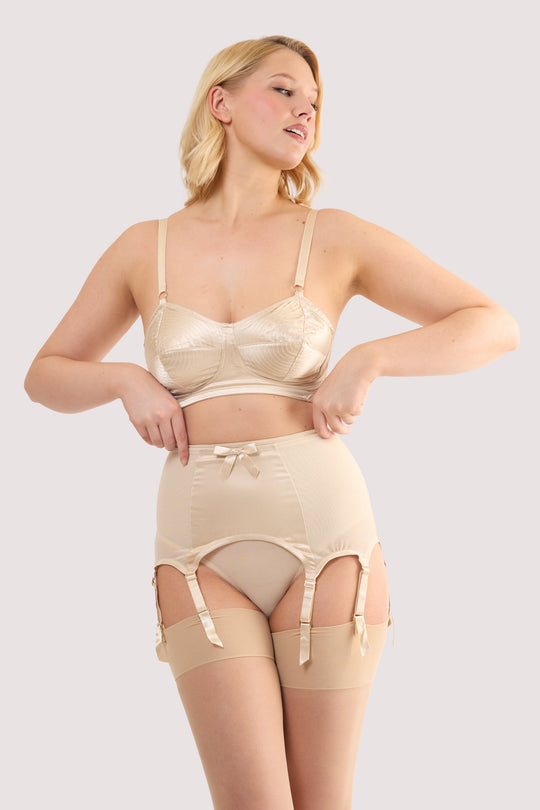 Champagne Satin 8 Strap Retro Everyday Suspender