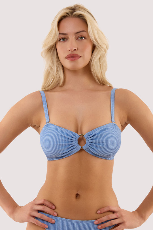 Annabelle Cornflower Blue Scrunch Bandeau Bikini Top