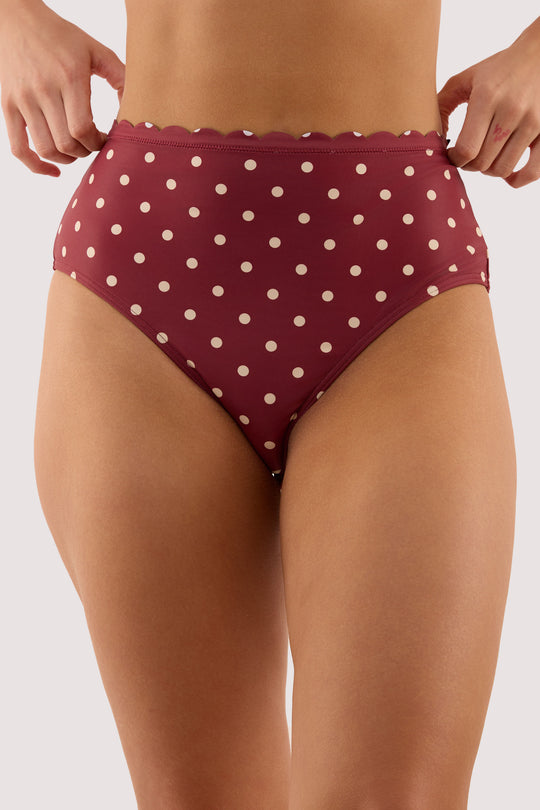 Hazel Wine Spot High Waist Bikini Brief