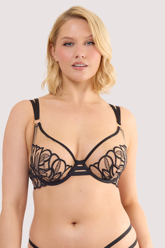 Lilith Black Graphic Embroidery Bra