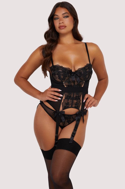 Lillian Black Floral Embroidery Basque