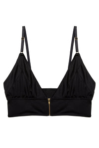 Daphne Black Microfibre Wireless Zip Bra