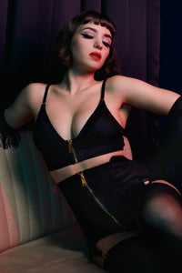 Daphne Black Microfibre Wireless Zip Bra
