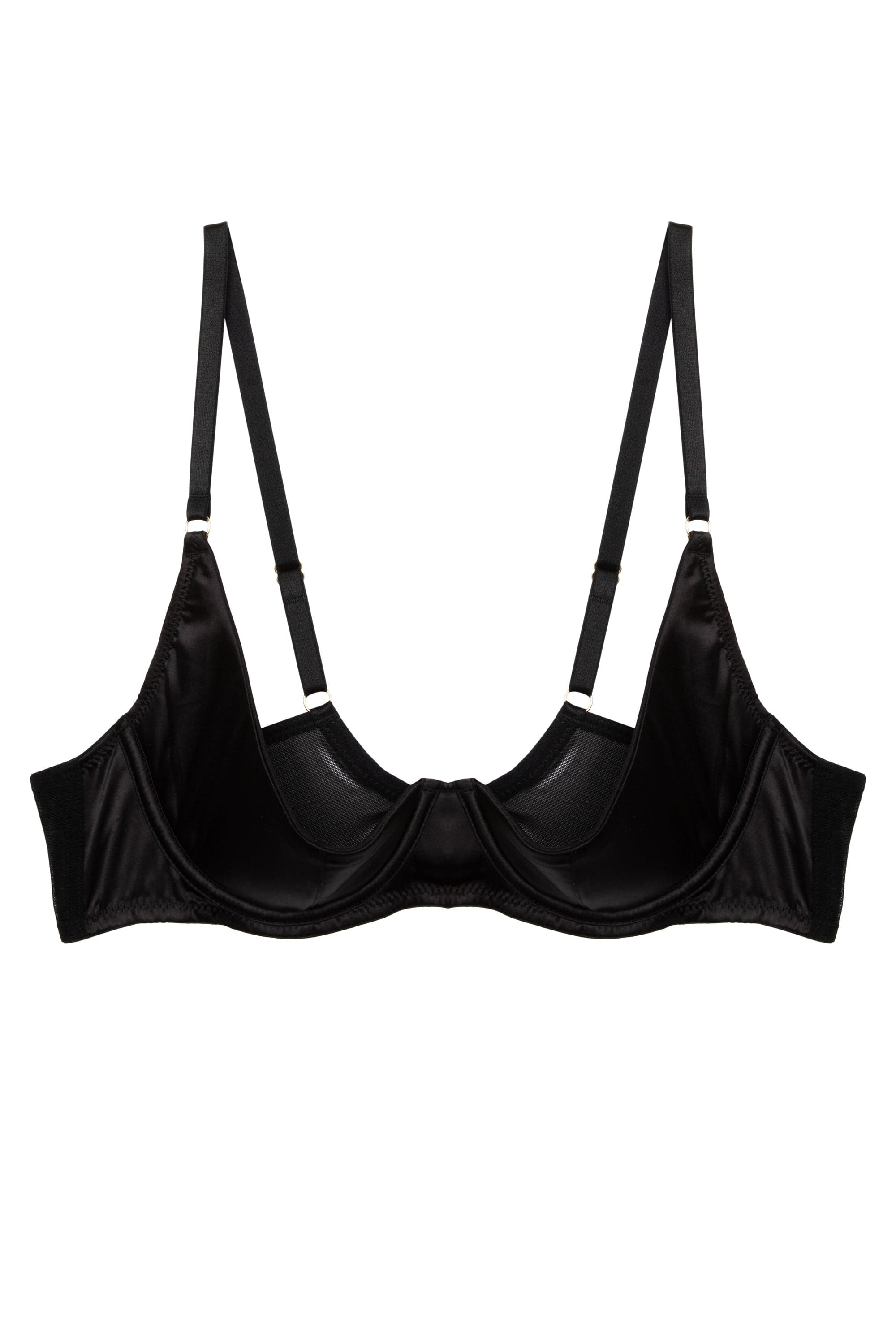 Etta Black Satin Quarter Cup Bra