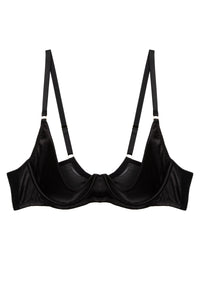 Etta Black Satin Quarter Cup Bra