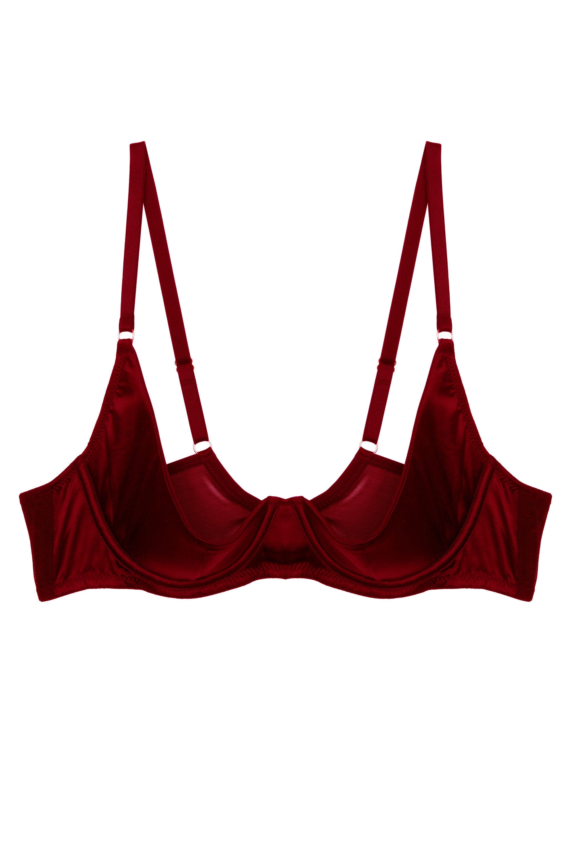 Etta Red Satin Quarter Cup Bra