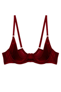 Etta Red Satin Quarter Cup Bra