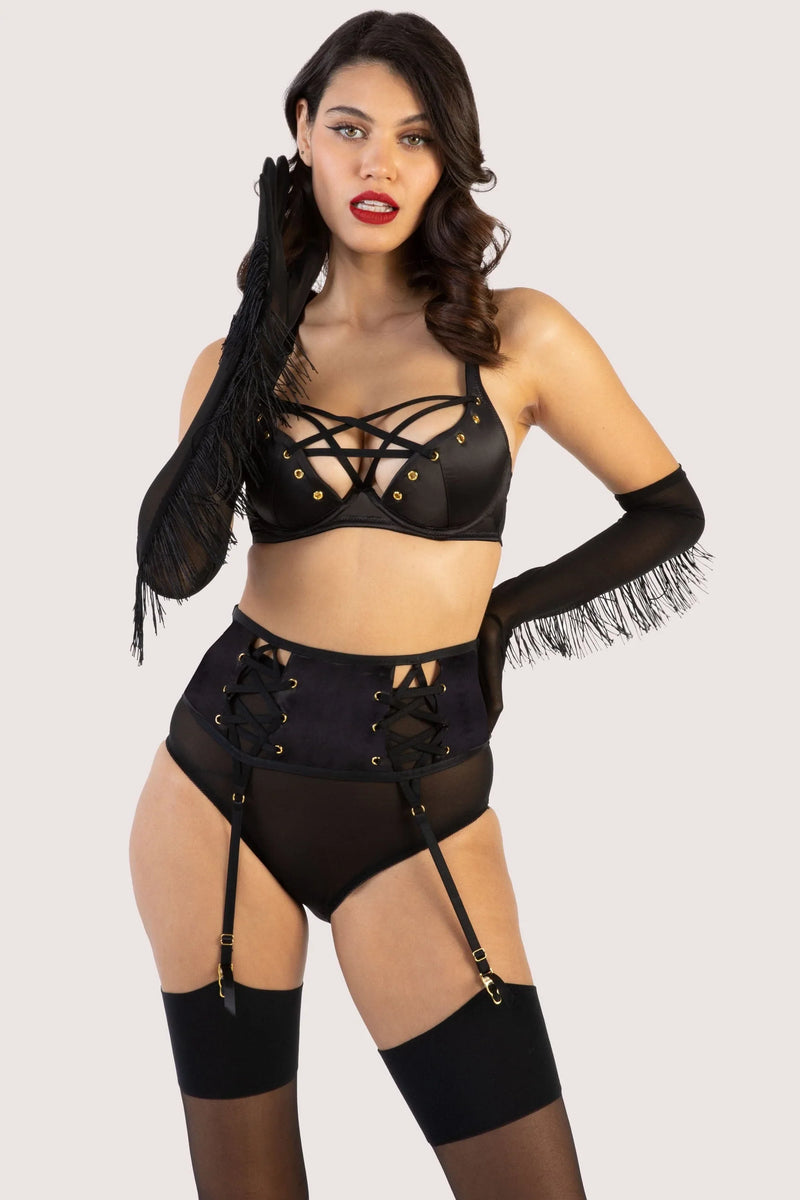 Seraphina Black Strappy Pentagram Bra