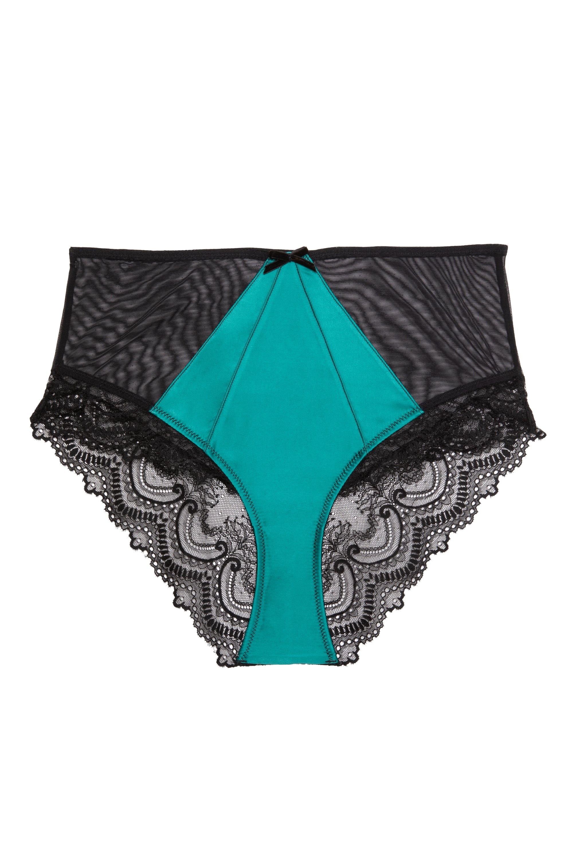Melda Teal Satin And High Waist Brief