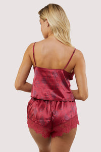 Tattoo Print Red Lace Cami & Short Set