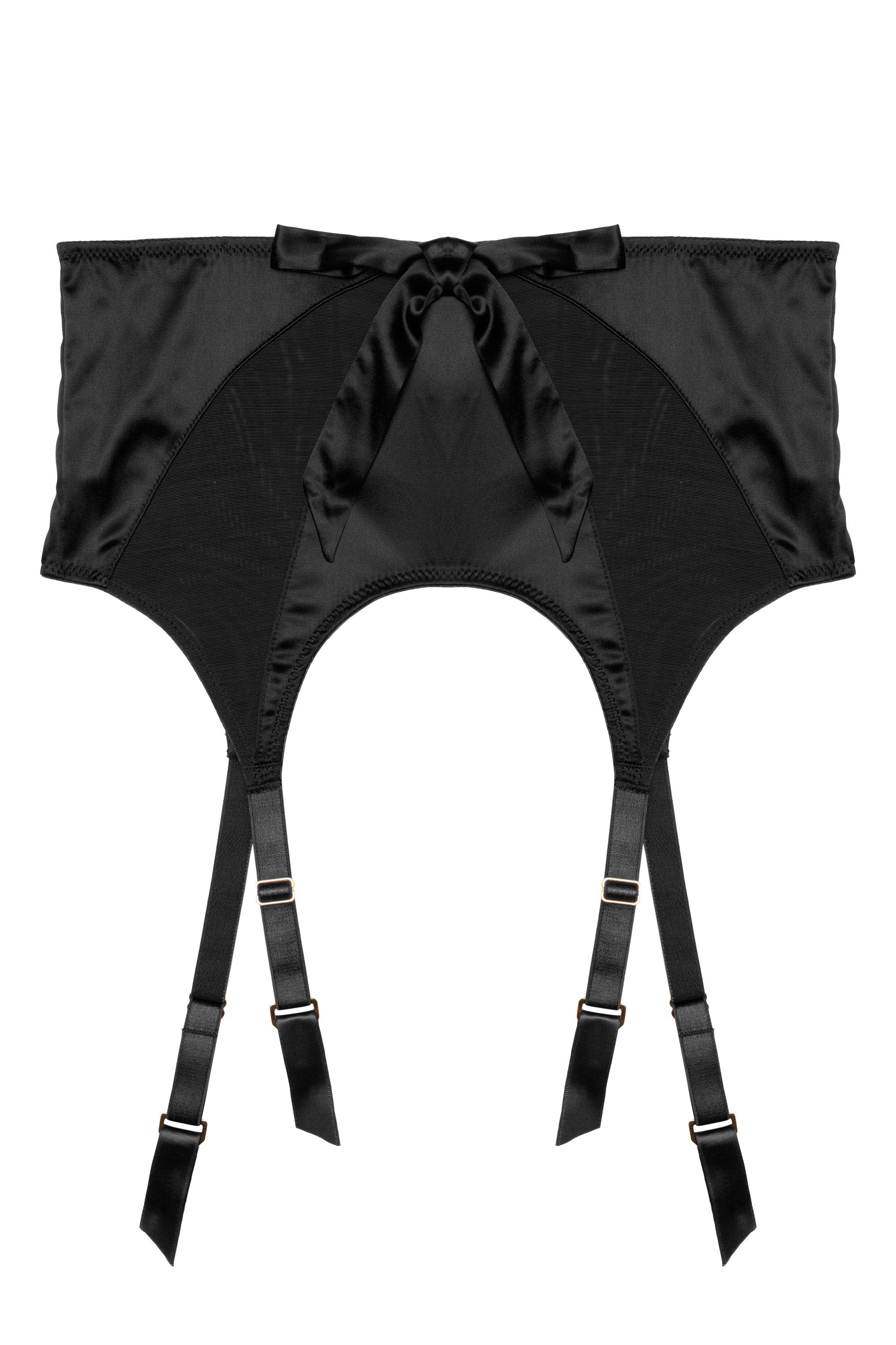 Etta Black Mesh And Satin Suspender Belt