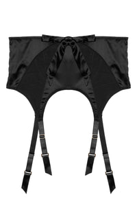 Etta Black Mesh And Satin Suspender Belt