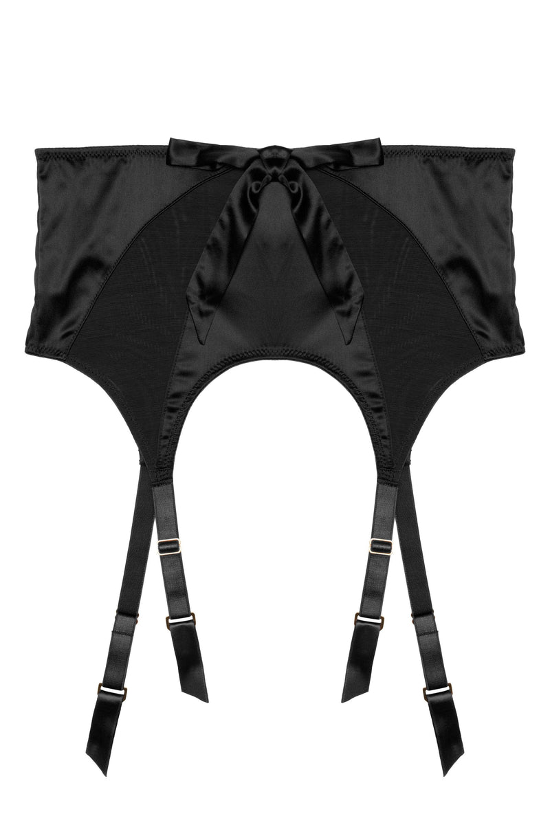 Etta Black Mesh And Satin Suspender Belt