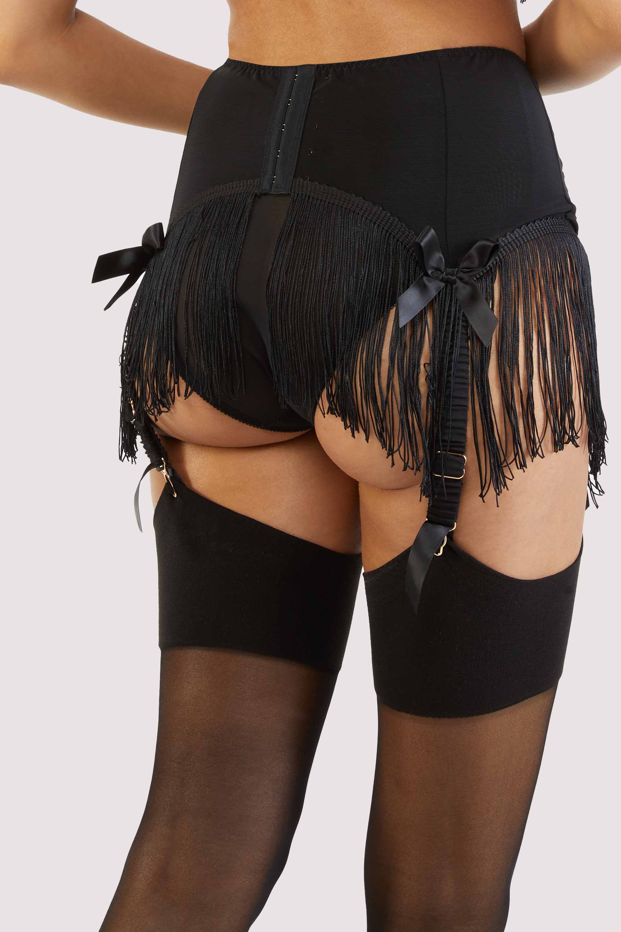 Mabel Western Floral Emboidery And Fringe Suspender Belt