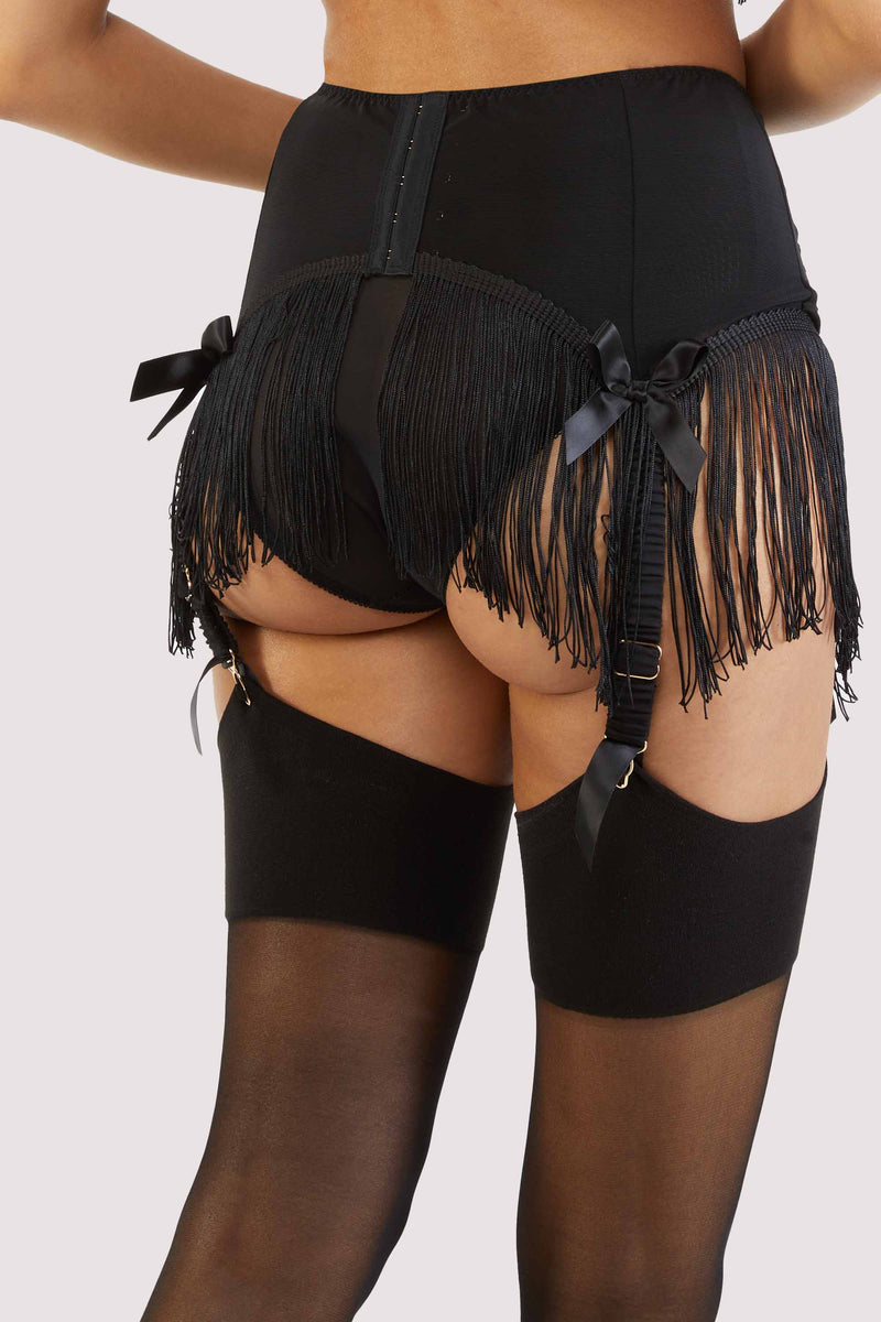 Mabel Western Floral Emboidery And Fringe Suspender Belt