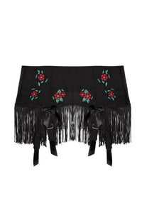 Mabel Western Floral Emboidery And Fringe Suspender Belt