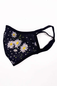 Playful Promises Daisy Print Face Mask Black