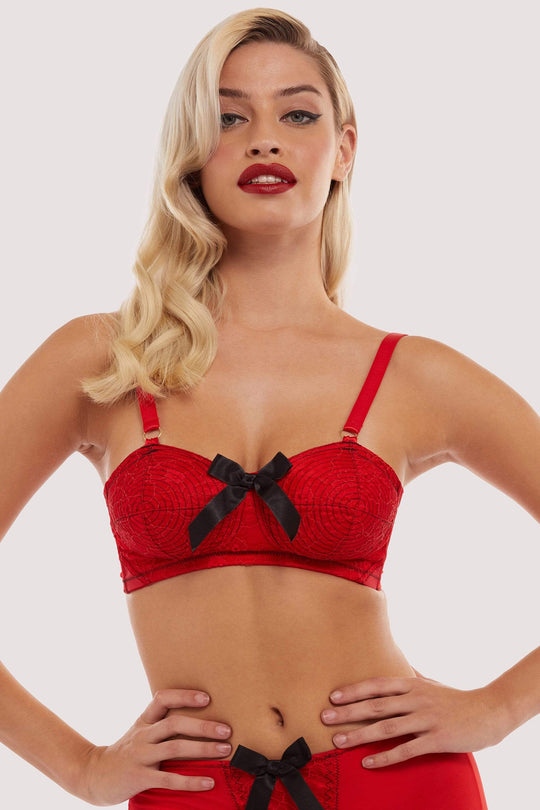 Red Elsie Spiral Stitch Bullet Bra