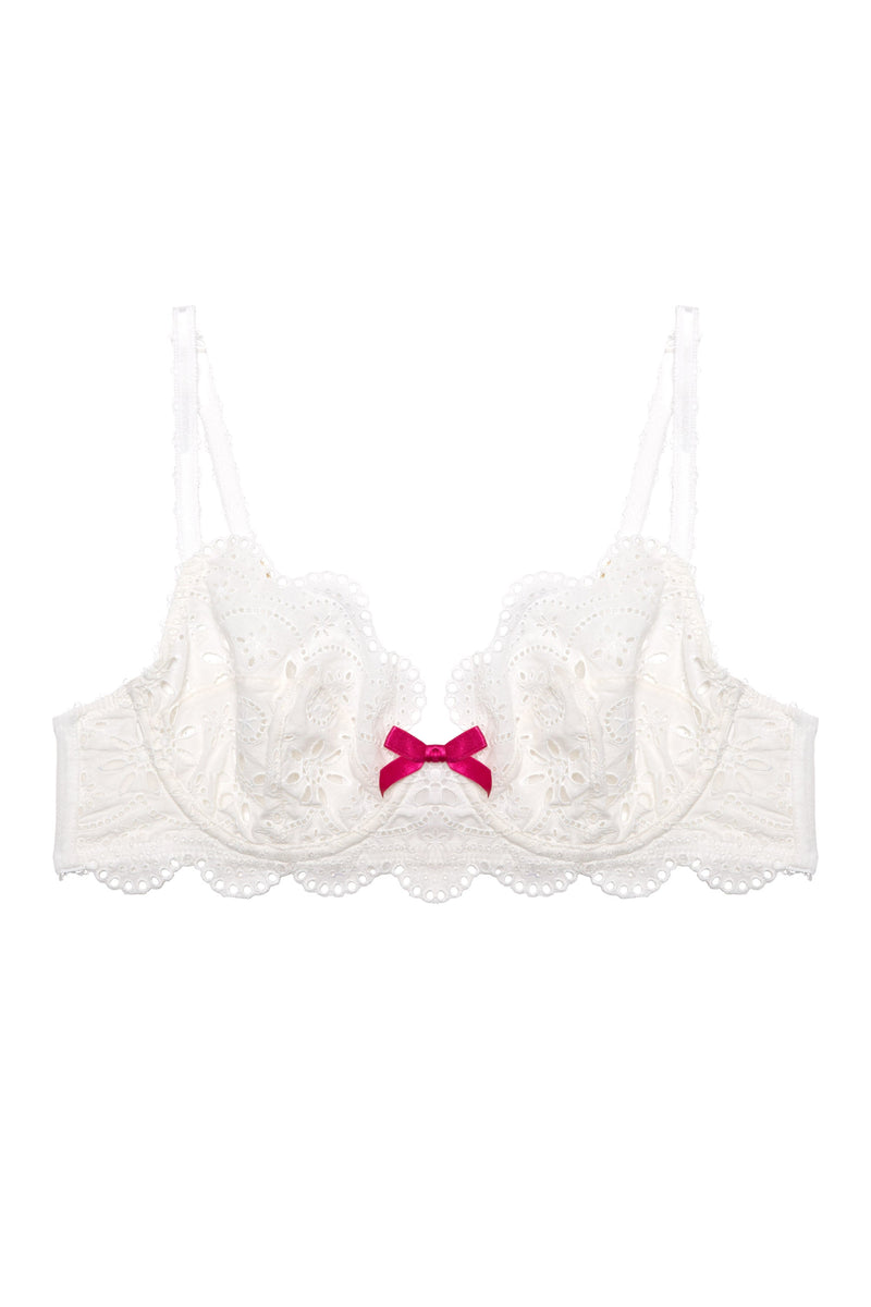 Camille White Broderie Balconette Bra