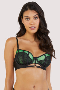 Emelda Lace & Gold Ring Balcony Bra