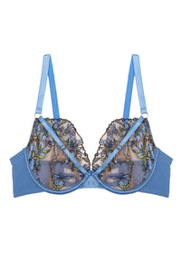 Mayla Blue Floral Embroidered Plunge Bra