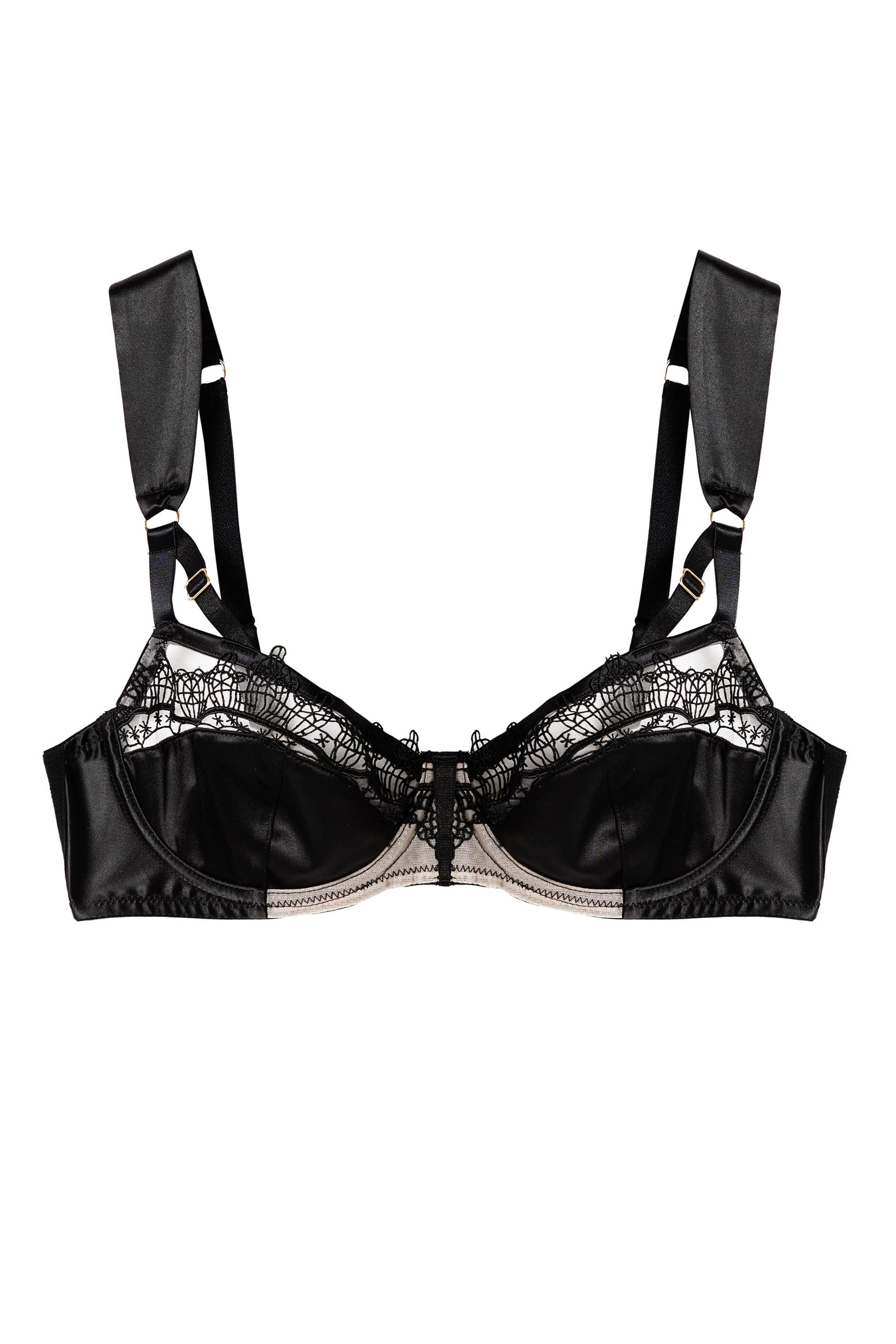 Wren Black Lace and Illusion Mesh Bra