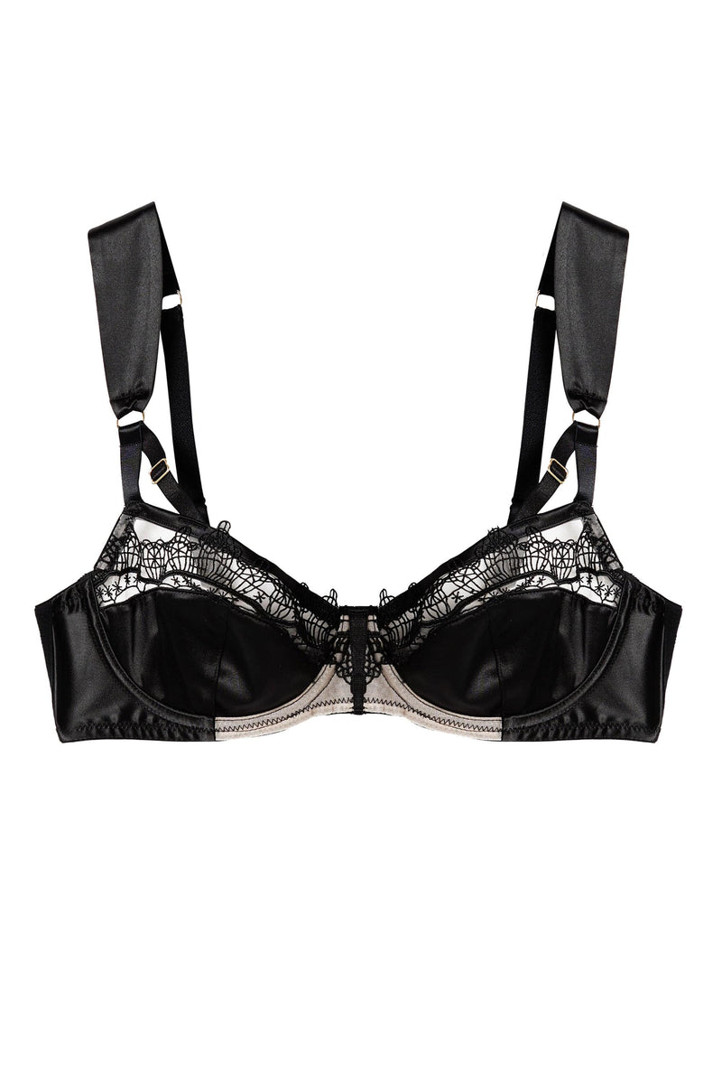 Wren Black Lace and Illusion Mesh Bra