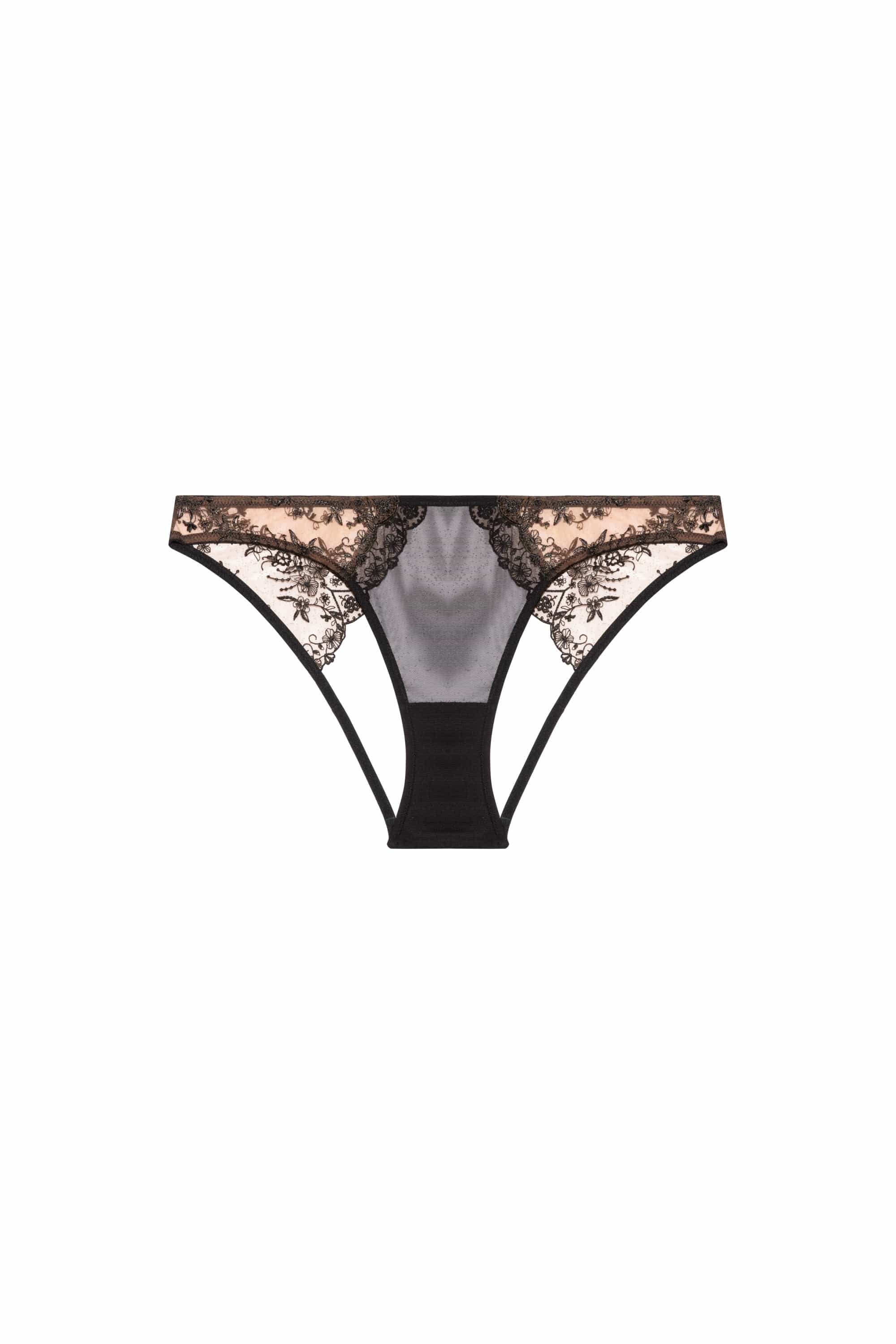Cassia Black Custom Embroidery Cut Out Brief