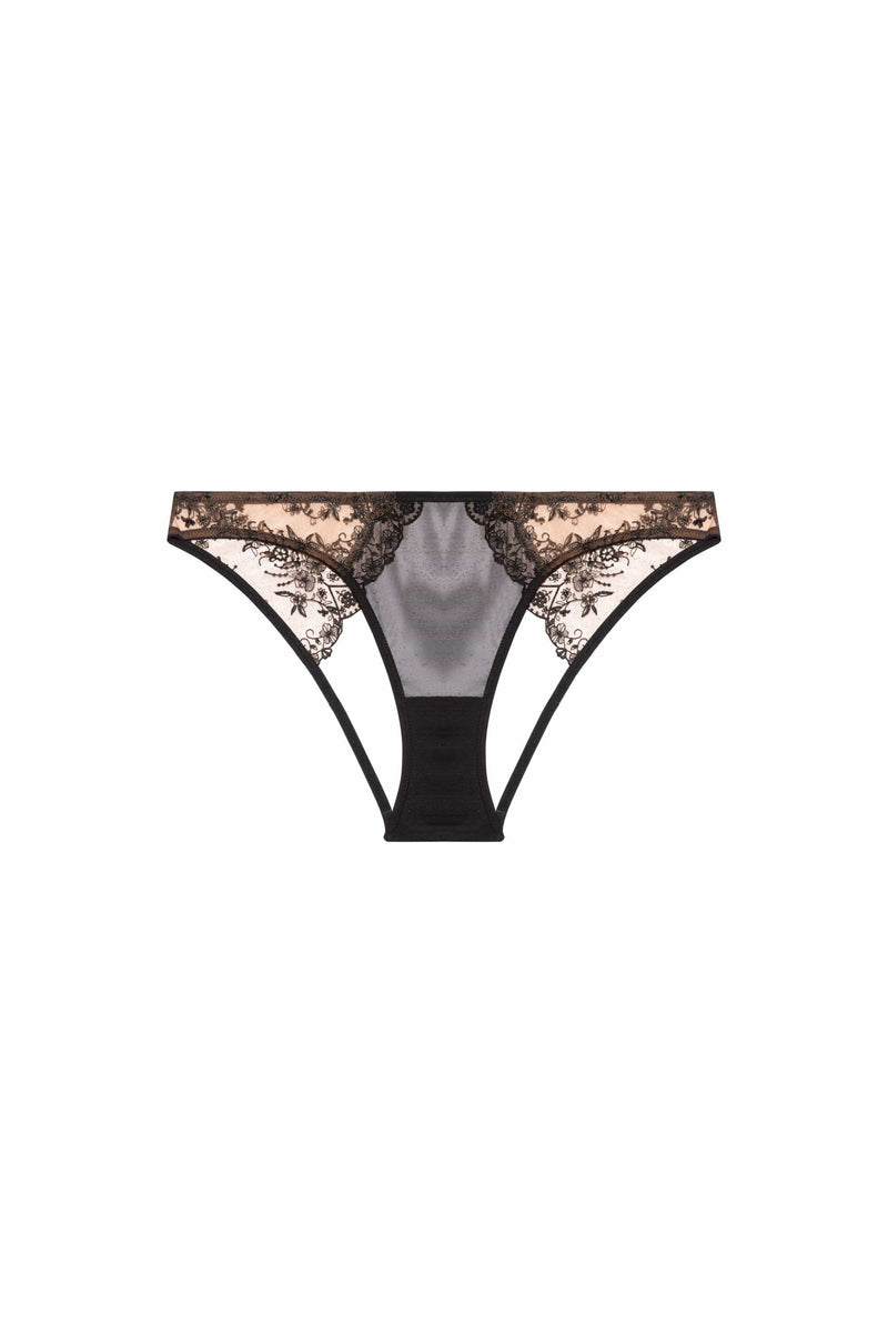 Cassia Black Custom Embroidery Cut Out Brief