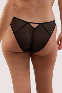 Mia black and jade deco embroidery brief