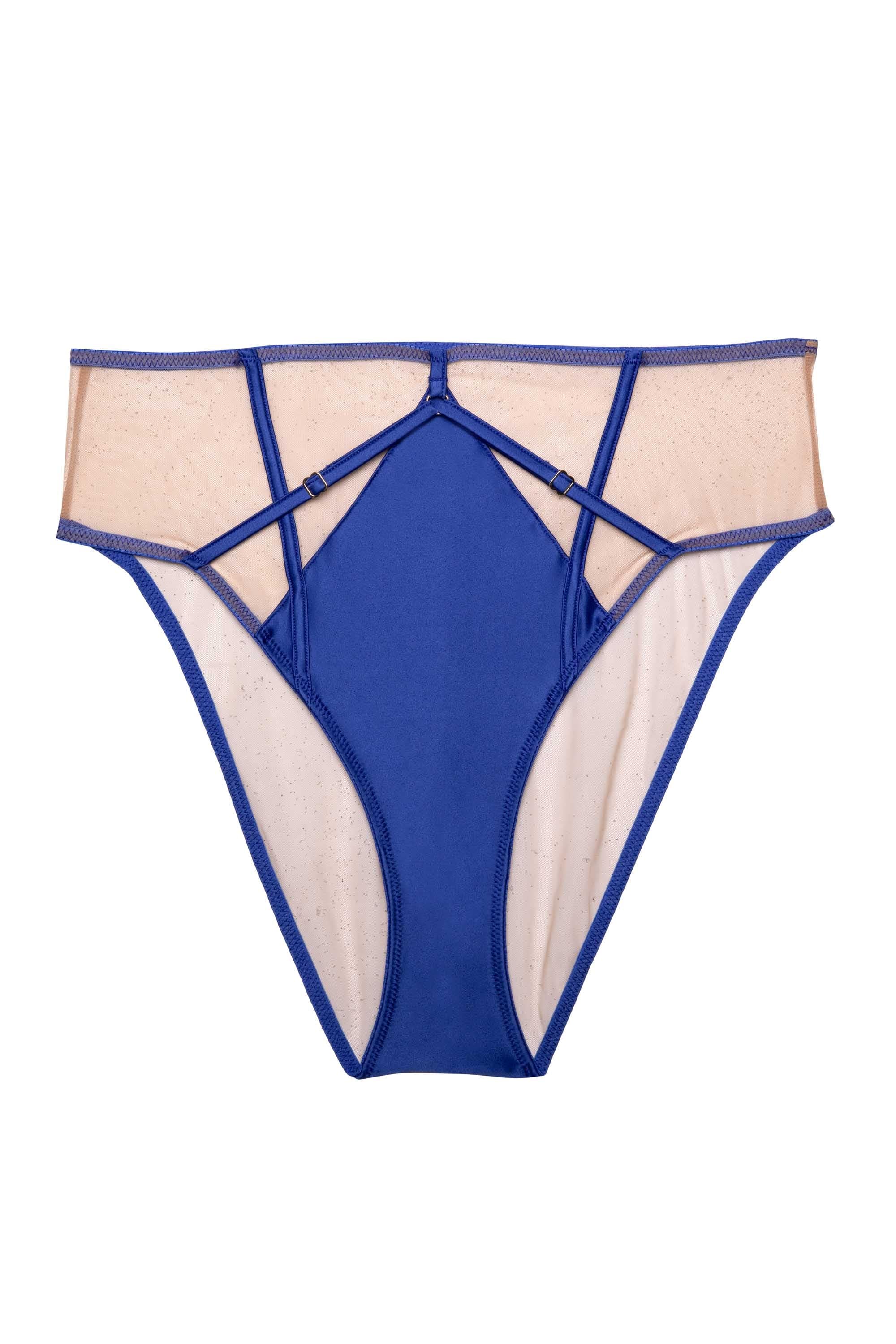Cobalt blue high waist brief with straps