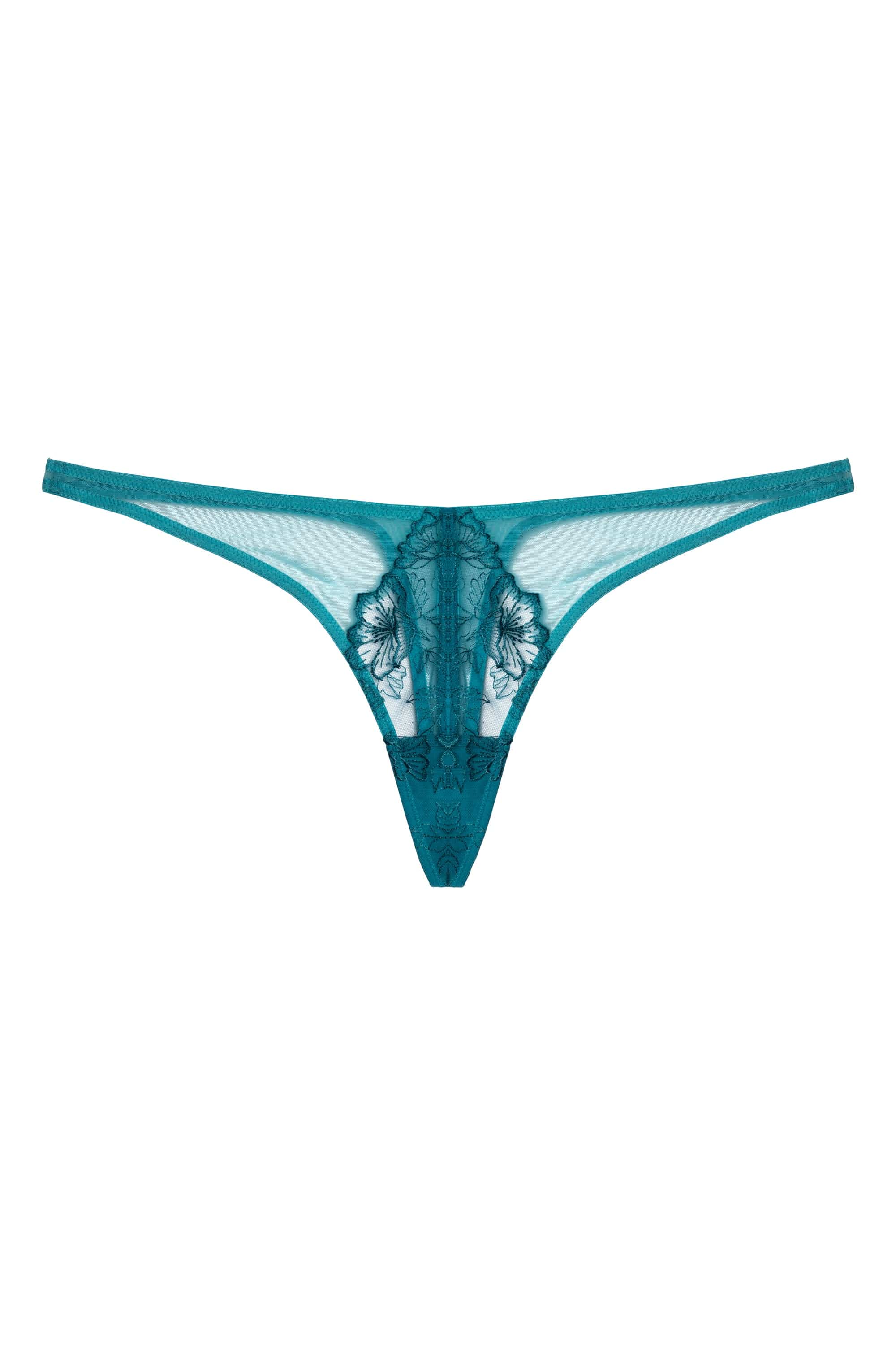 Marsha Teal Embroidery Thong