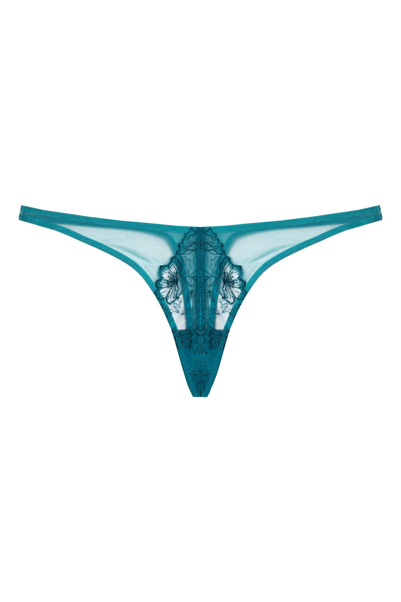 Marsha Teal Embroidery Thong