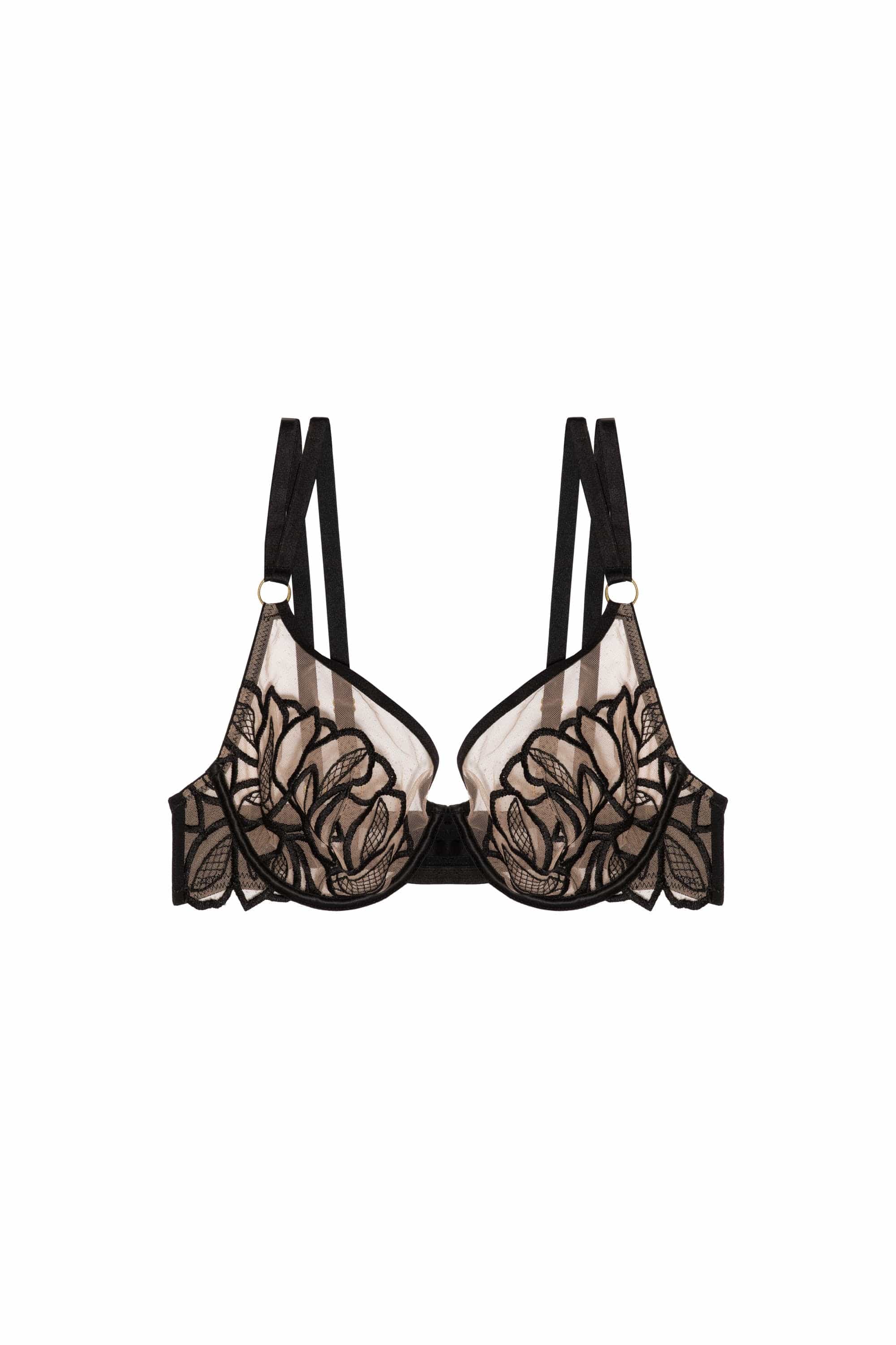 Lilith Black Graphic Embroidery Bra