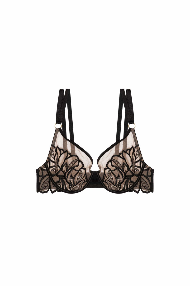 Lilith Black Graphic Embroidery Bra