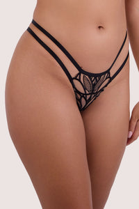 Lilith Black Graphic Embroidery Thong