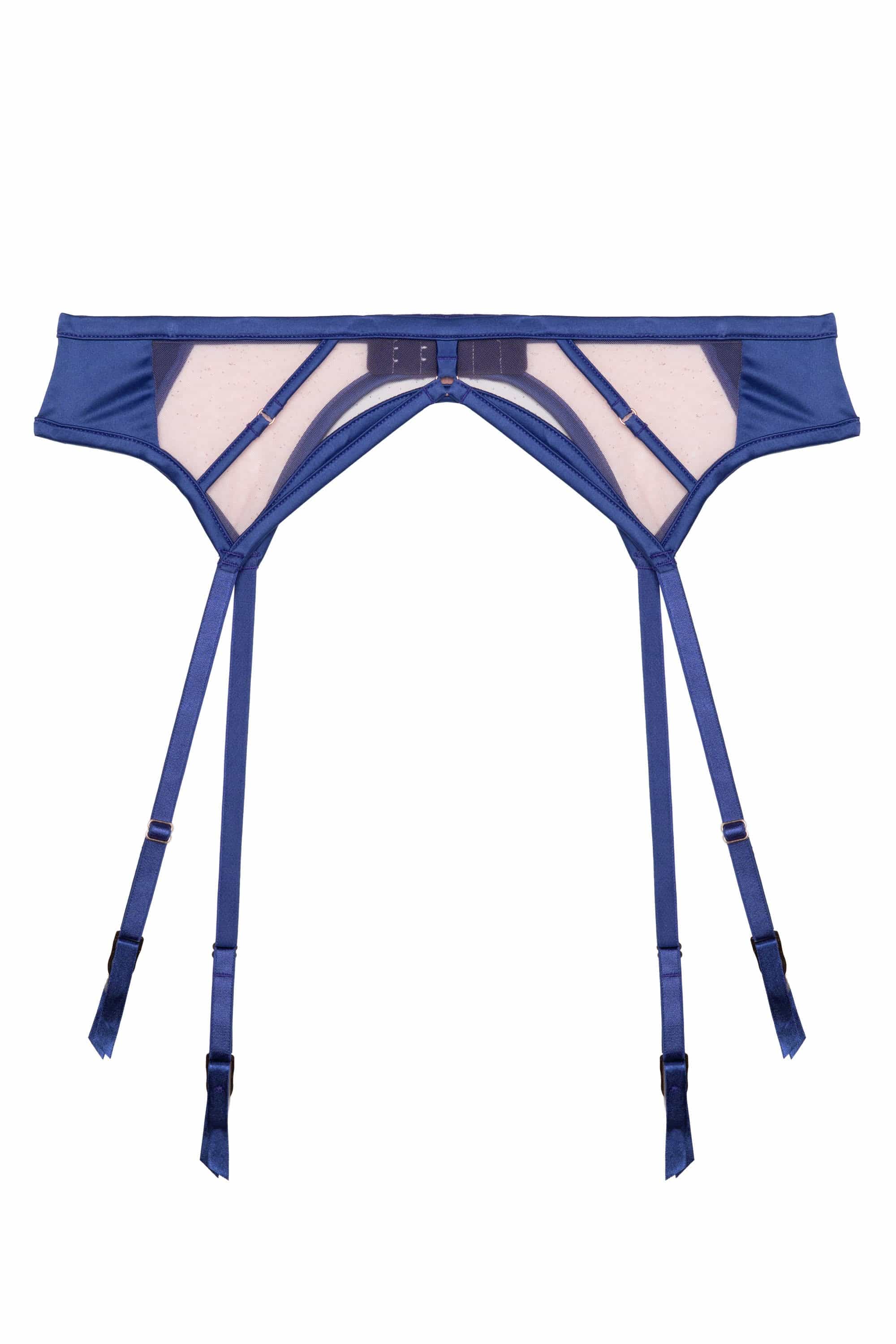 Cobalt blue suspender belt with straps