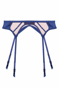 Cobalt blue suspender belt with straps