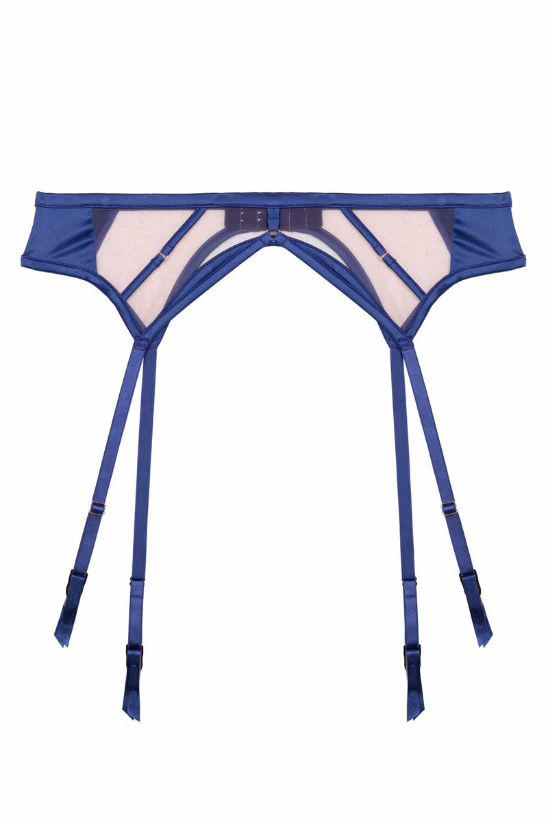 Cobalt blue suspender belt with straps