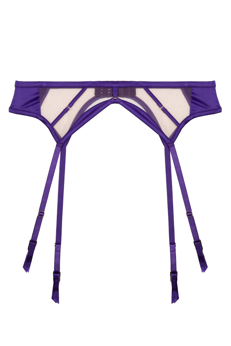 Ramona Purple Strap Detail Illusion Mesh Suspender