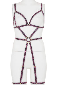 Purple Snake Open Cup Leg Cuff Harness