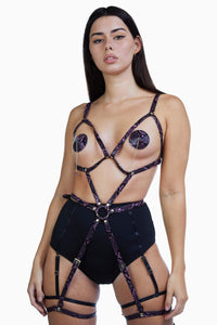 Purple Snake Open Cup Leg Cuff Harness
