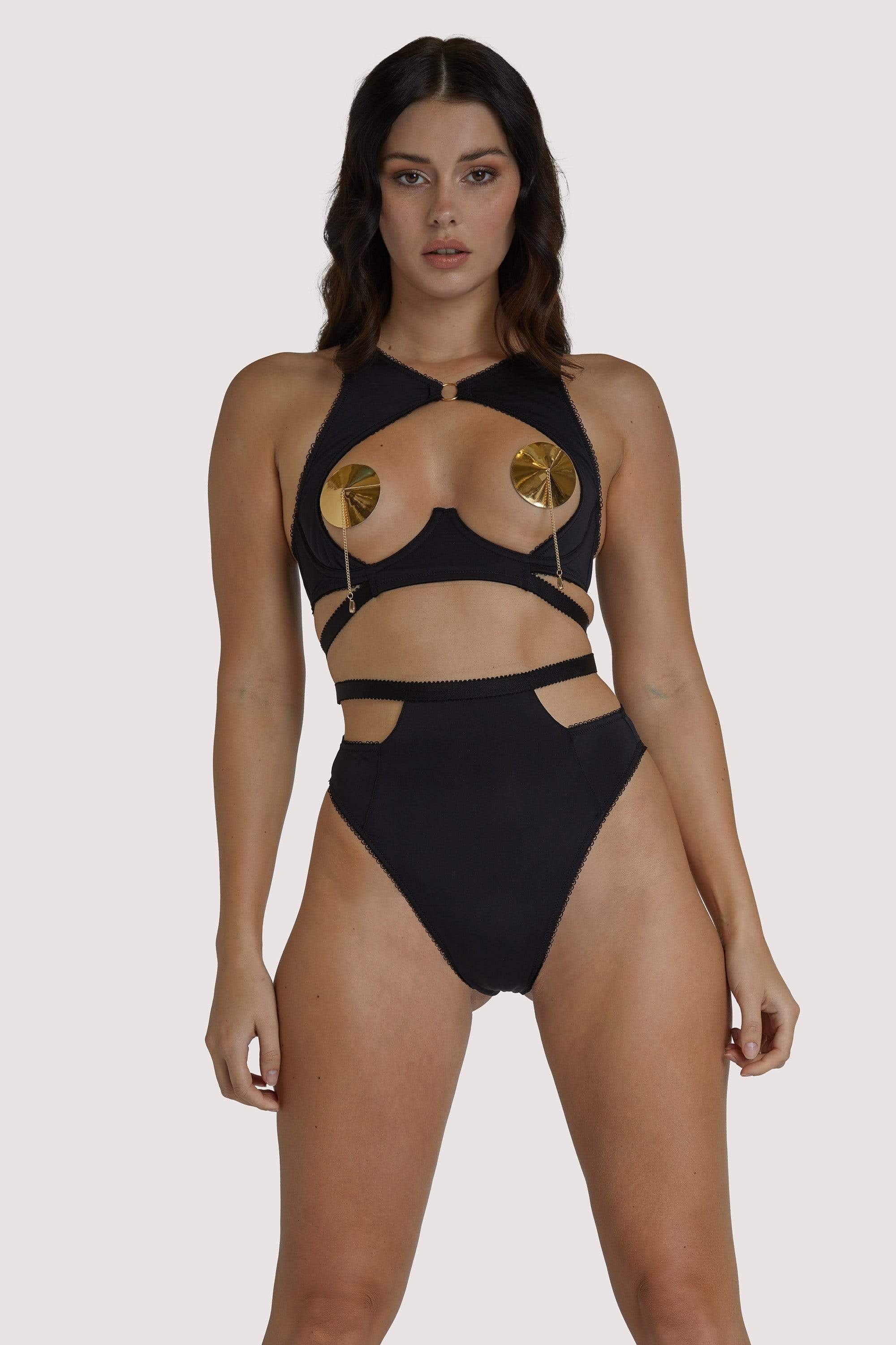 Zadie Black High Neck Keyhole Bra
