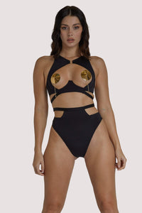 Zadie Black High Neck Keyhole Bra