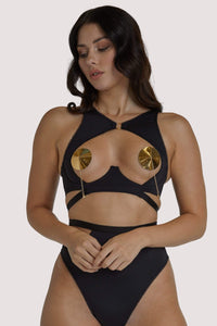 Zadie Black High Neck Keyhole Bra