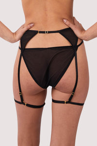 Cora Black Mesh & Trim Cut Out Suspender