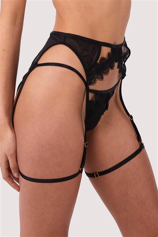 Cora Black Mesh & Trim Cut Out Suspender